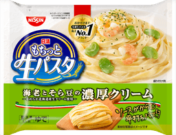 日清食品冷凍の日清もちっと生パスタ 海老とそら豆の濃厚クリーム
