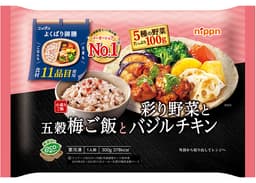 ニップンのニップン　よくばり御膳　五穀梅ご飯と彩り野菜とバジルチキン