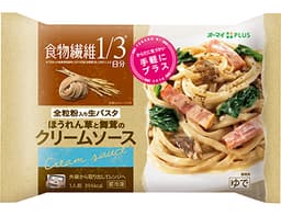 ニップンのオーマイPLUS 食物繊維 全粒粉入り生パスタ ほうれん草と舞茸のクリームソース