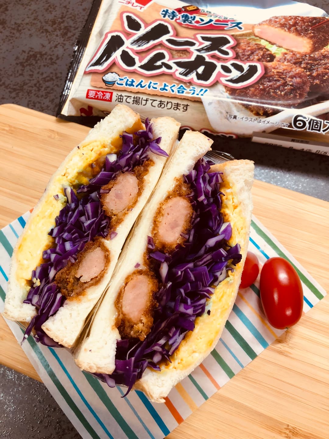 ワンパンハムカツサンドの完成写真