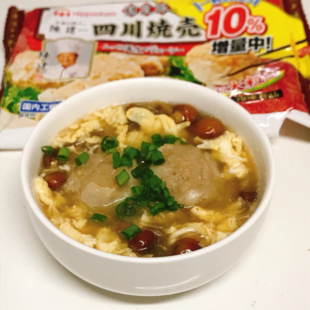 焼売のかきたま春雨スープの完成写真
