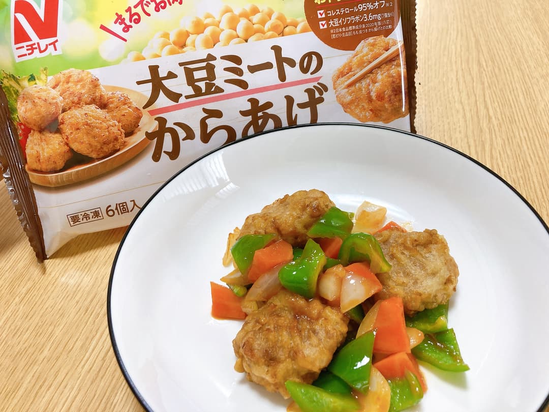 大豆ミートのからあげの酢豚風の完成写真