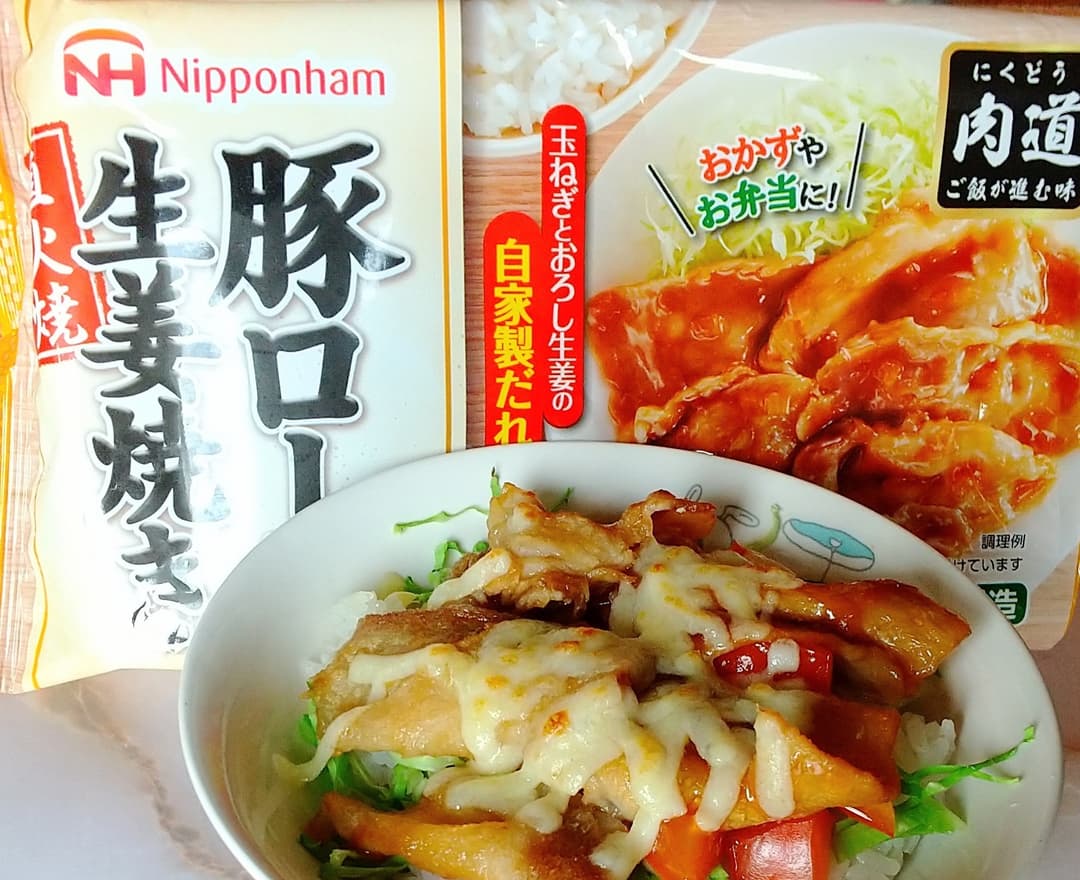 直火焼豚ロース生姜焼き丼の完成写真