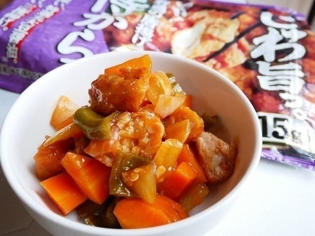 レンチンで作る特から酢豚風の完成写真
