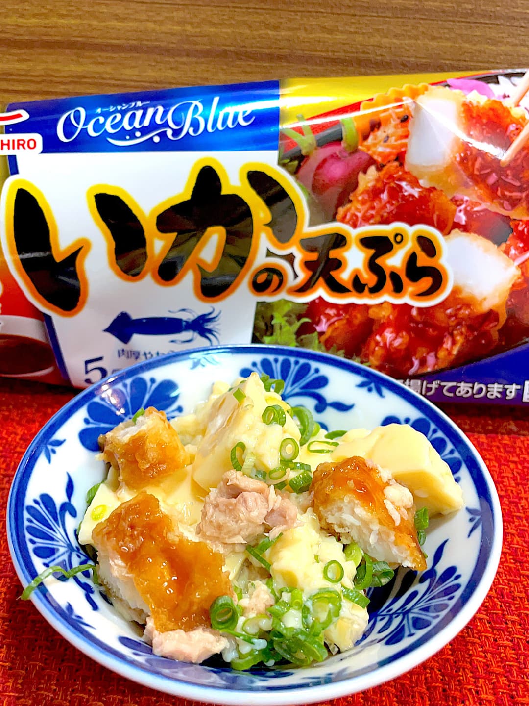イカ天の卵豆腐和えの完成写真