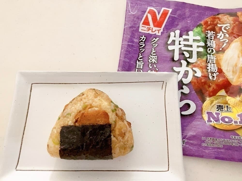 特からとネギのおにぎりの完成写真