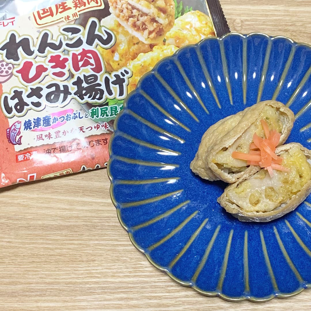 れんこんのはさみ揚げ入りいなり寿司の完成写真