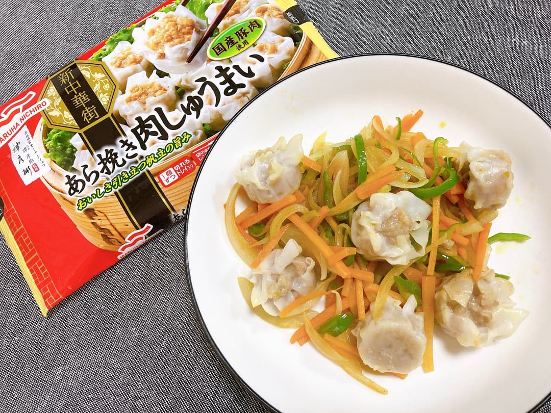 しゅうまいのカレー味野菜炒めの完成写真