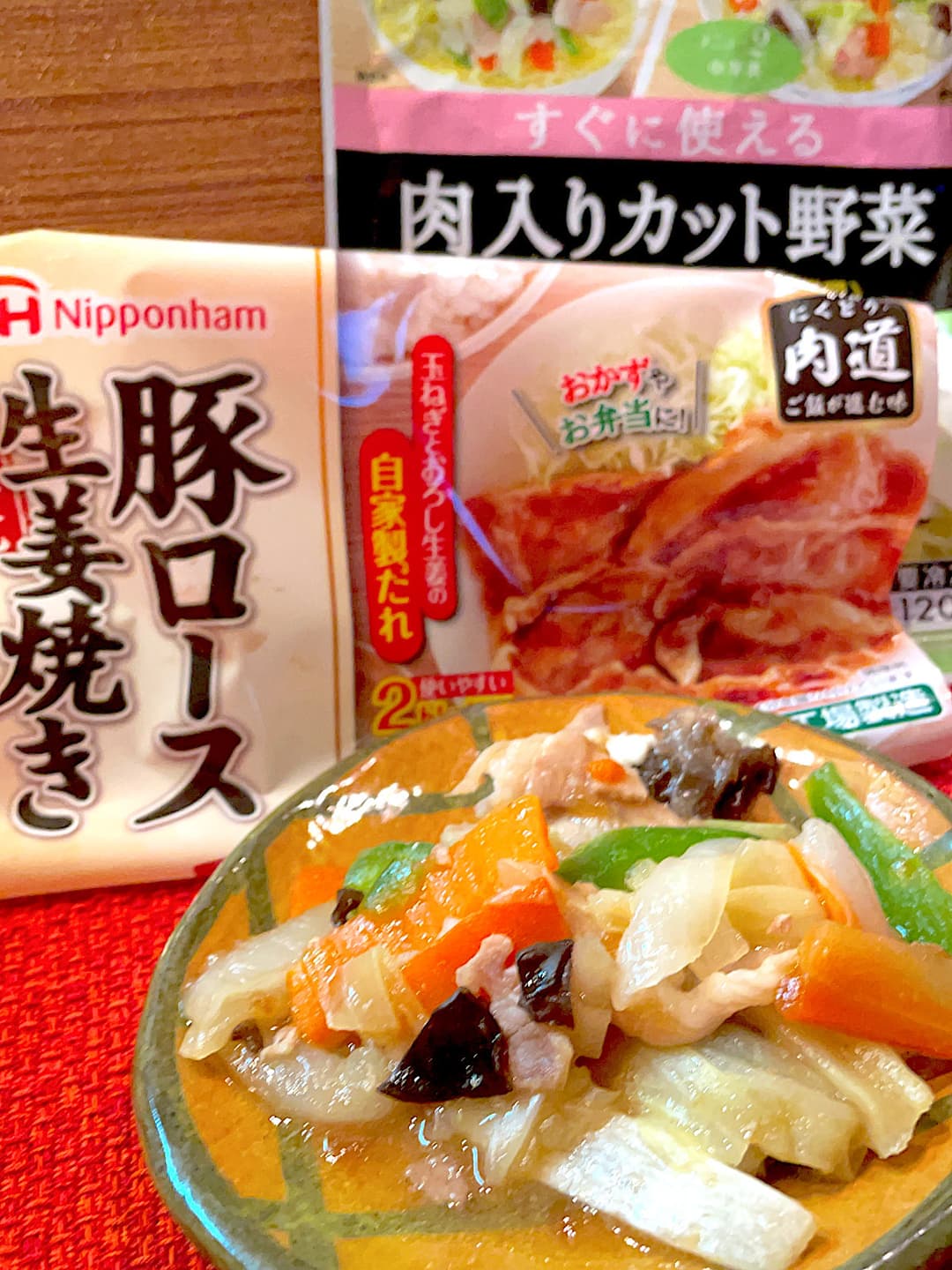 生姜焼き野菜炒めの完成写真