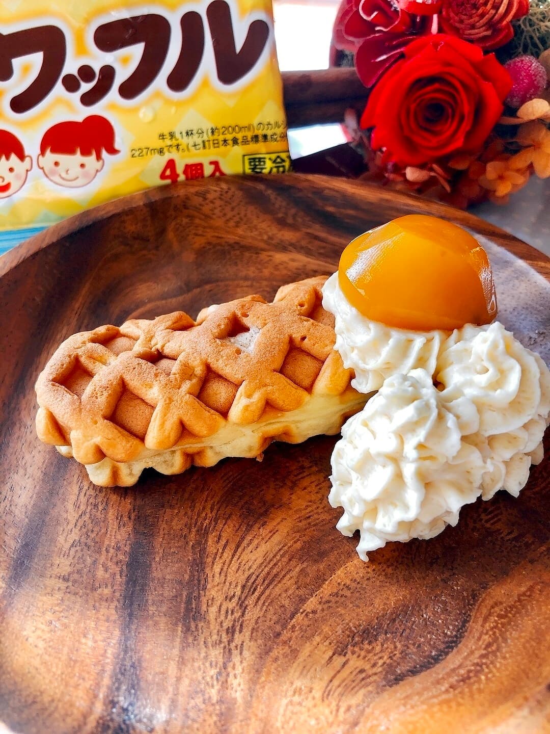 チーズワッフルのモンブラン風の完成写真