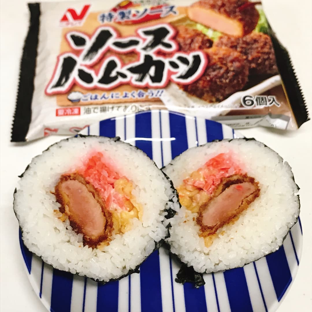 ソースハムカツ爆弾おにぎりの完成写真