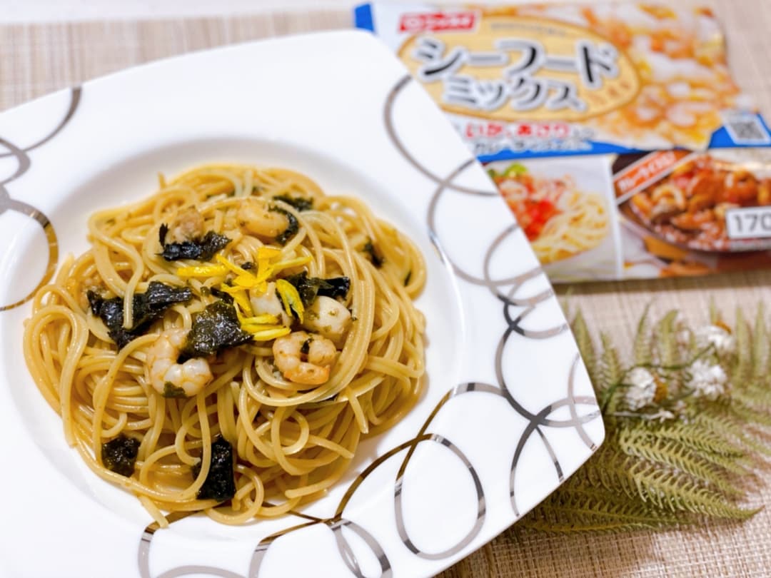和風シーフード海苔パスタの完成写真
