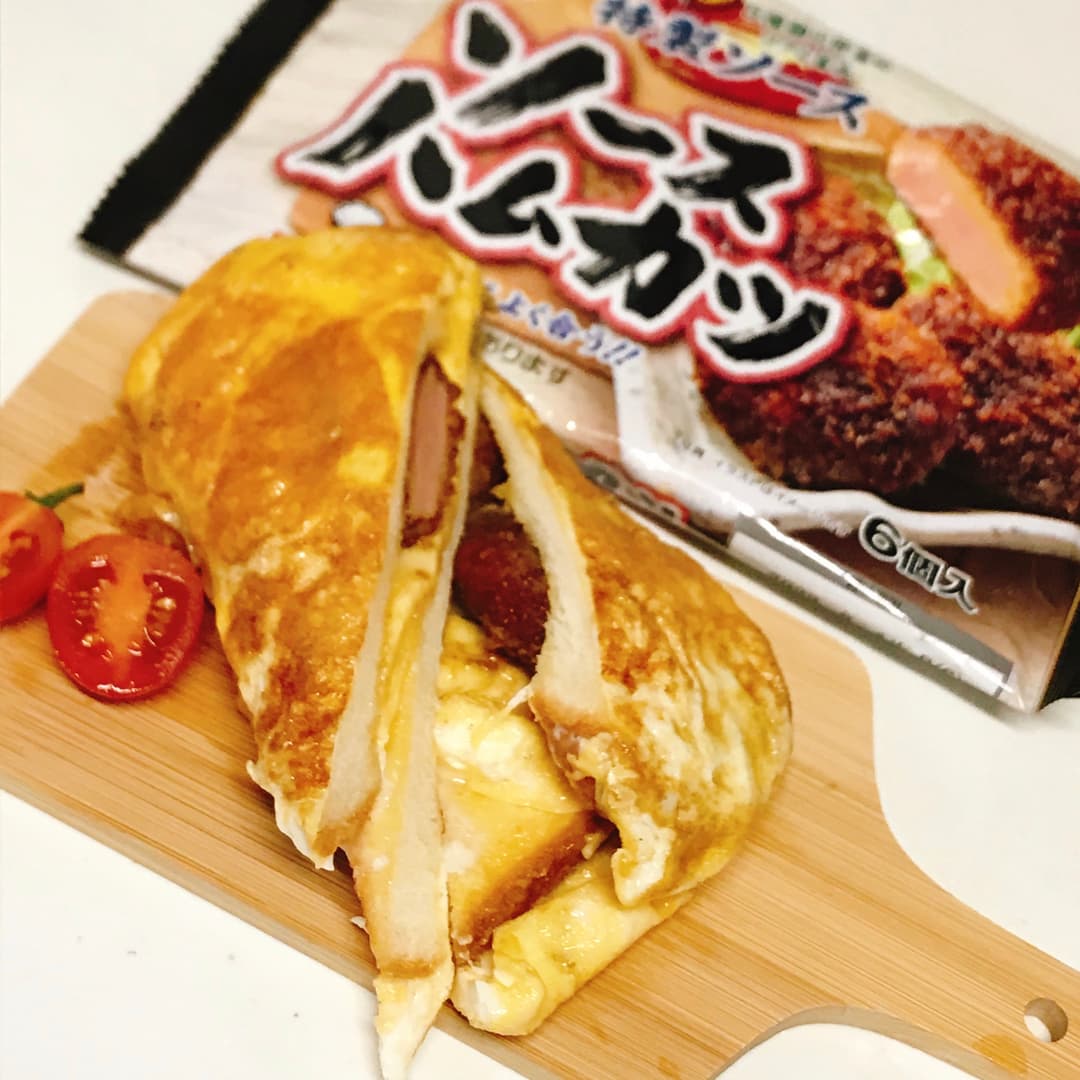 ソースハムカツのワンパントーストの完成写真