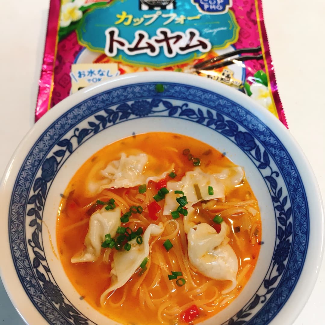 レンジで作るトムヤム水餃子の完成写真