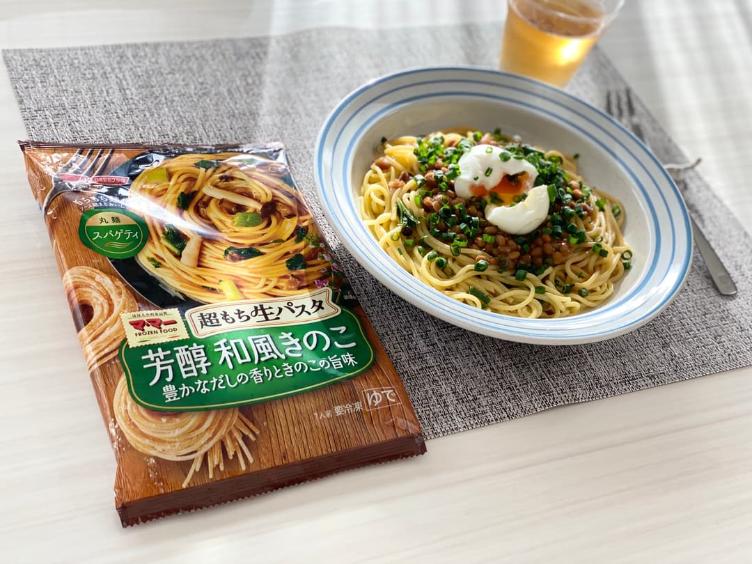 和風きのこ納豆パスタの完成写真