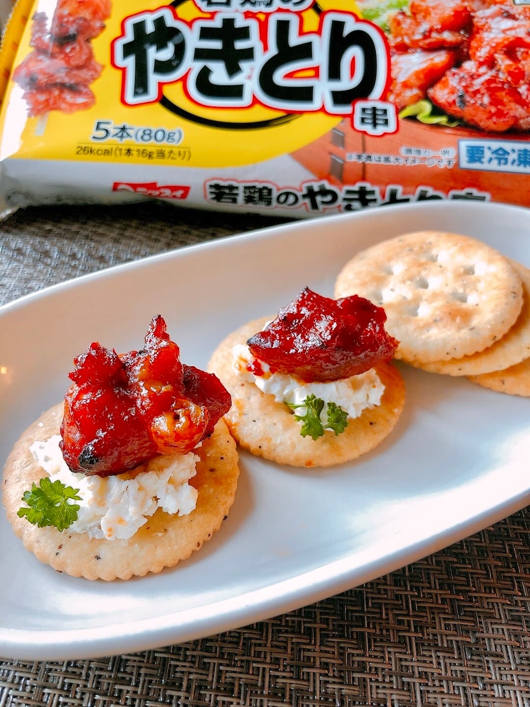 やきとりでタンドリーチキン風カナッペの完成写真