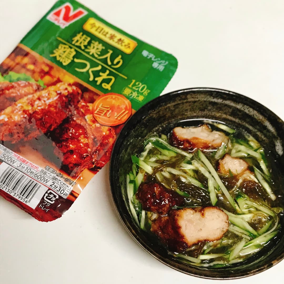 根菜鶏つくねのもずく酢和えの完成写真