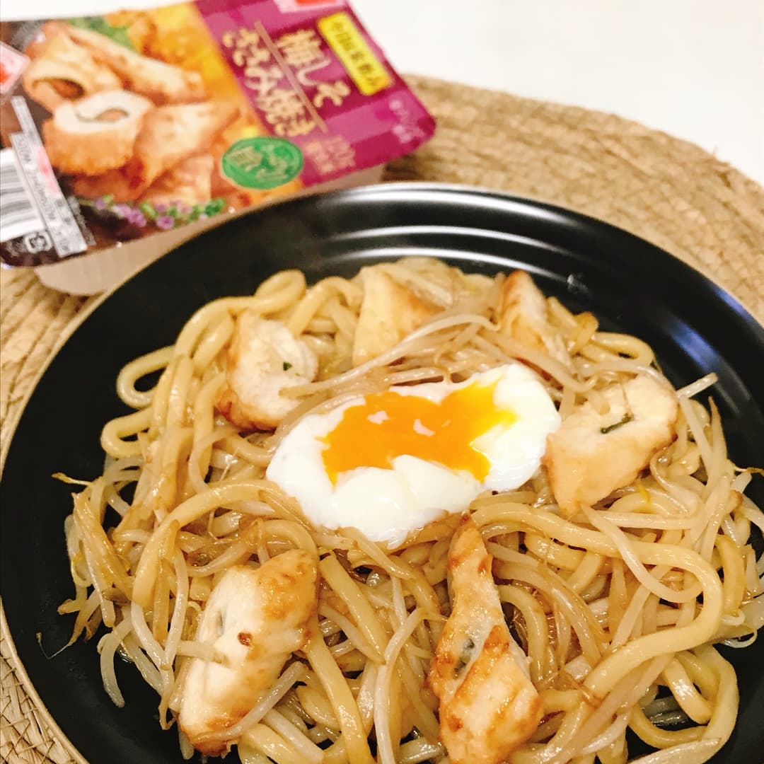 梅しそささみの焼うどんの完成写真