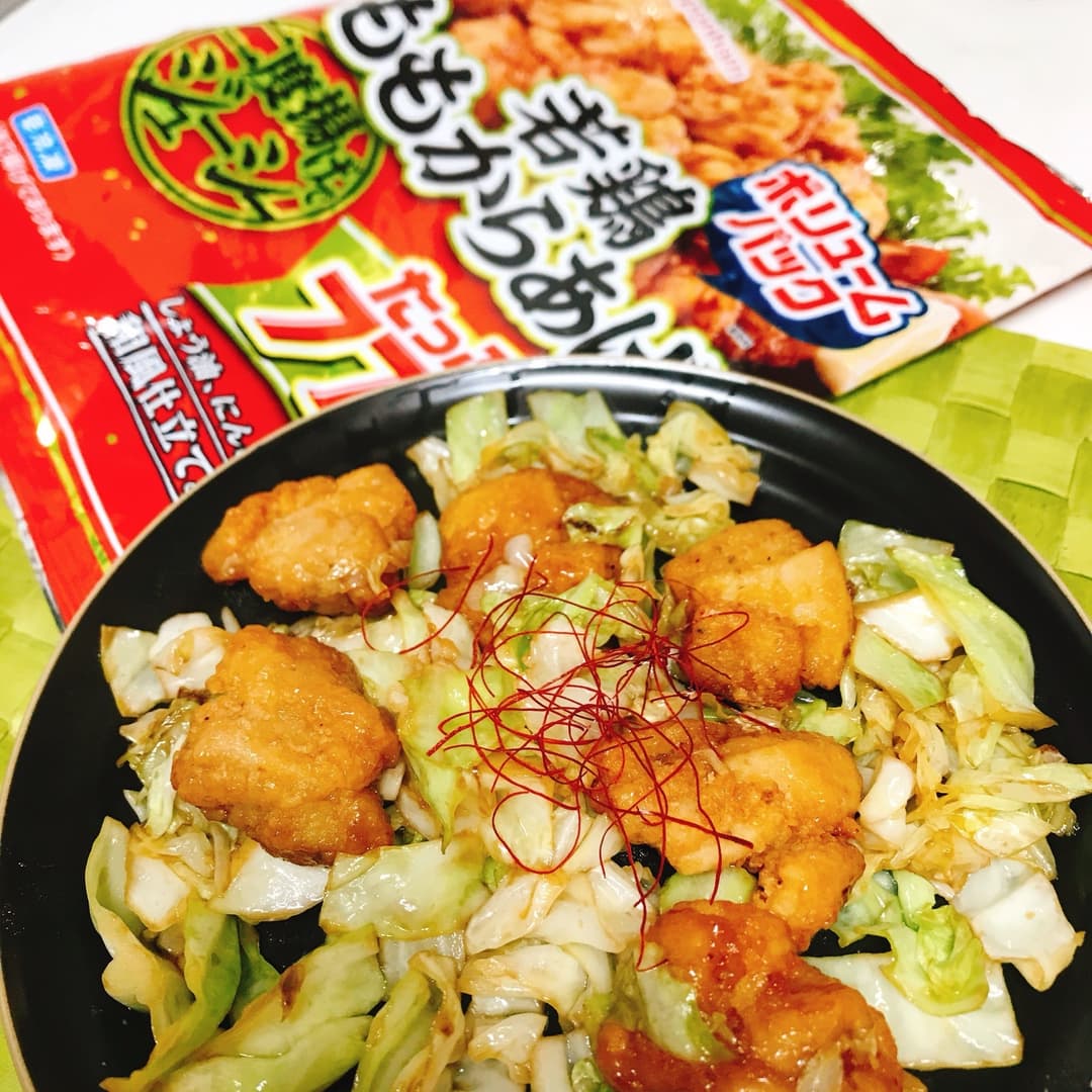 ももからあげとキャベツのオイスター炒めの完成写真