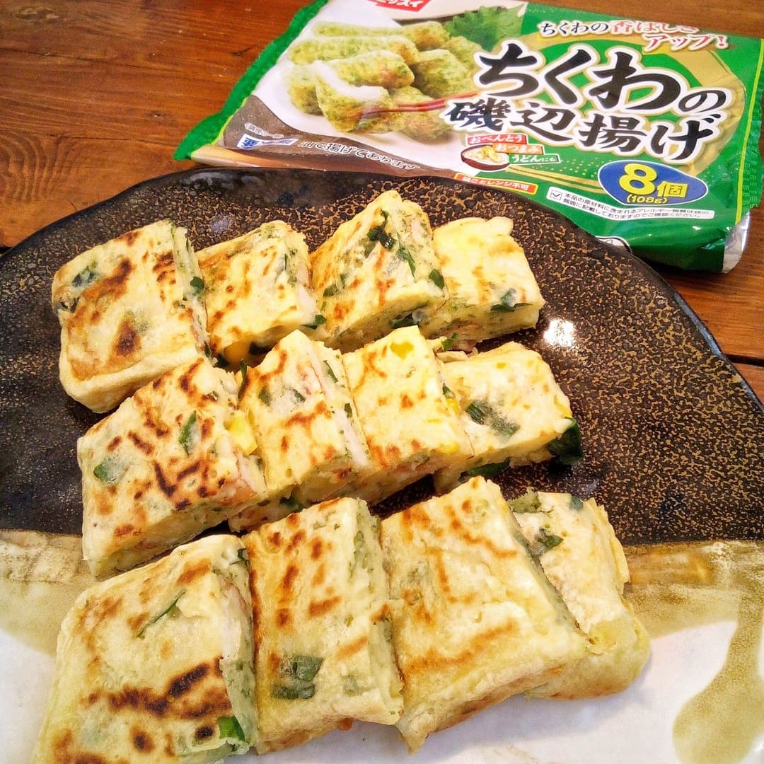 ちくわの磯辺揚げとチーズのふわふわチヂミの完成写真