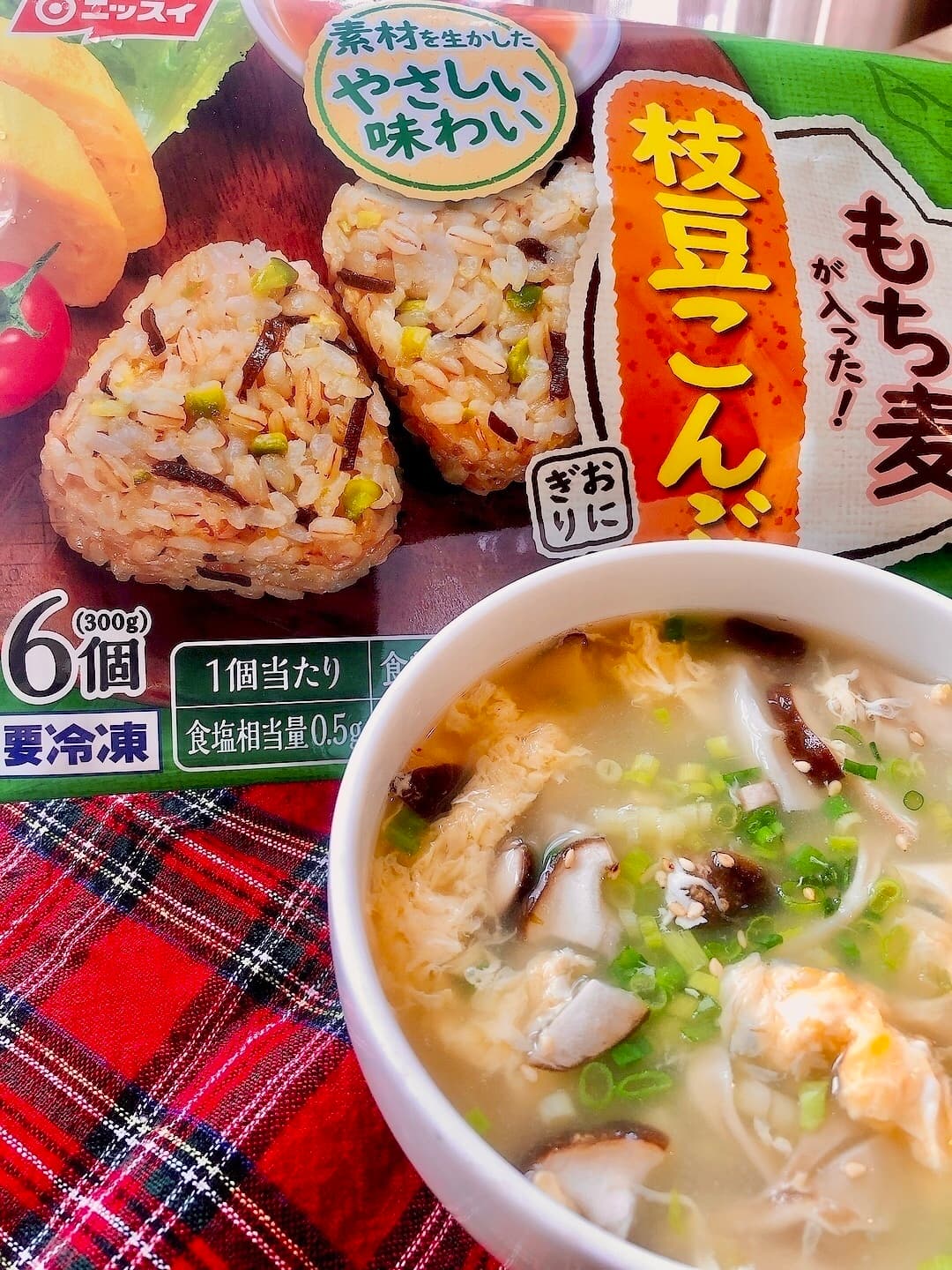 もち麦おにぎりのきのこ雑炊の完成写真