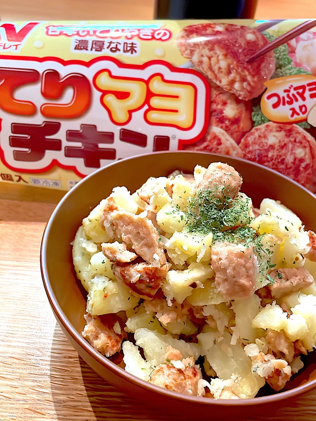 てりマヨチキンのポテサラの完成写真