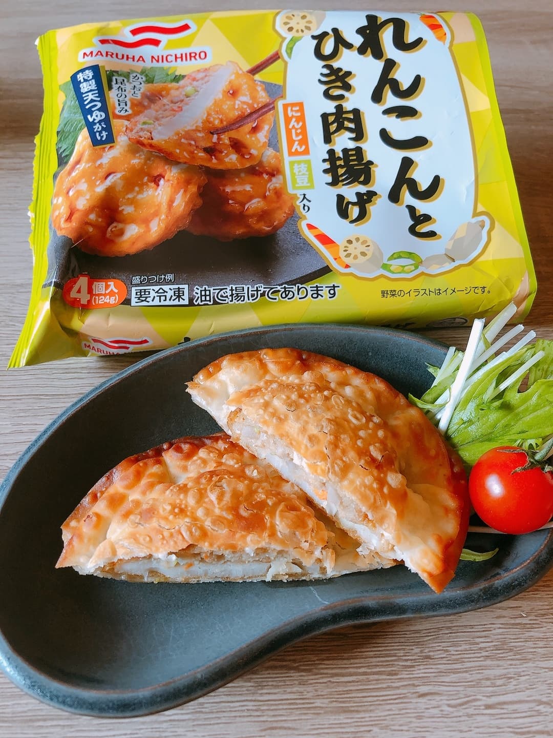 れんこんとひき肉の円盤揚げの完成写真