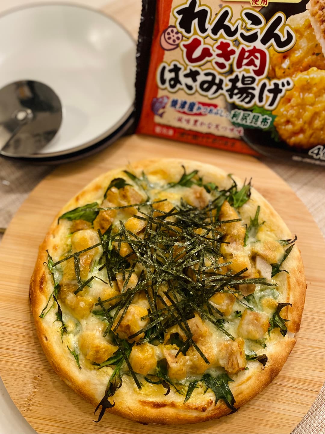 れんこんの和風ピザの完成写真