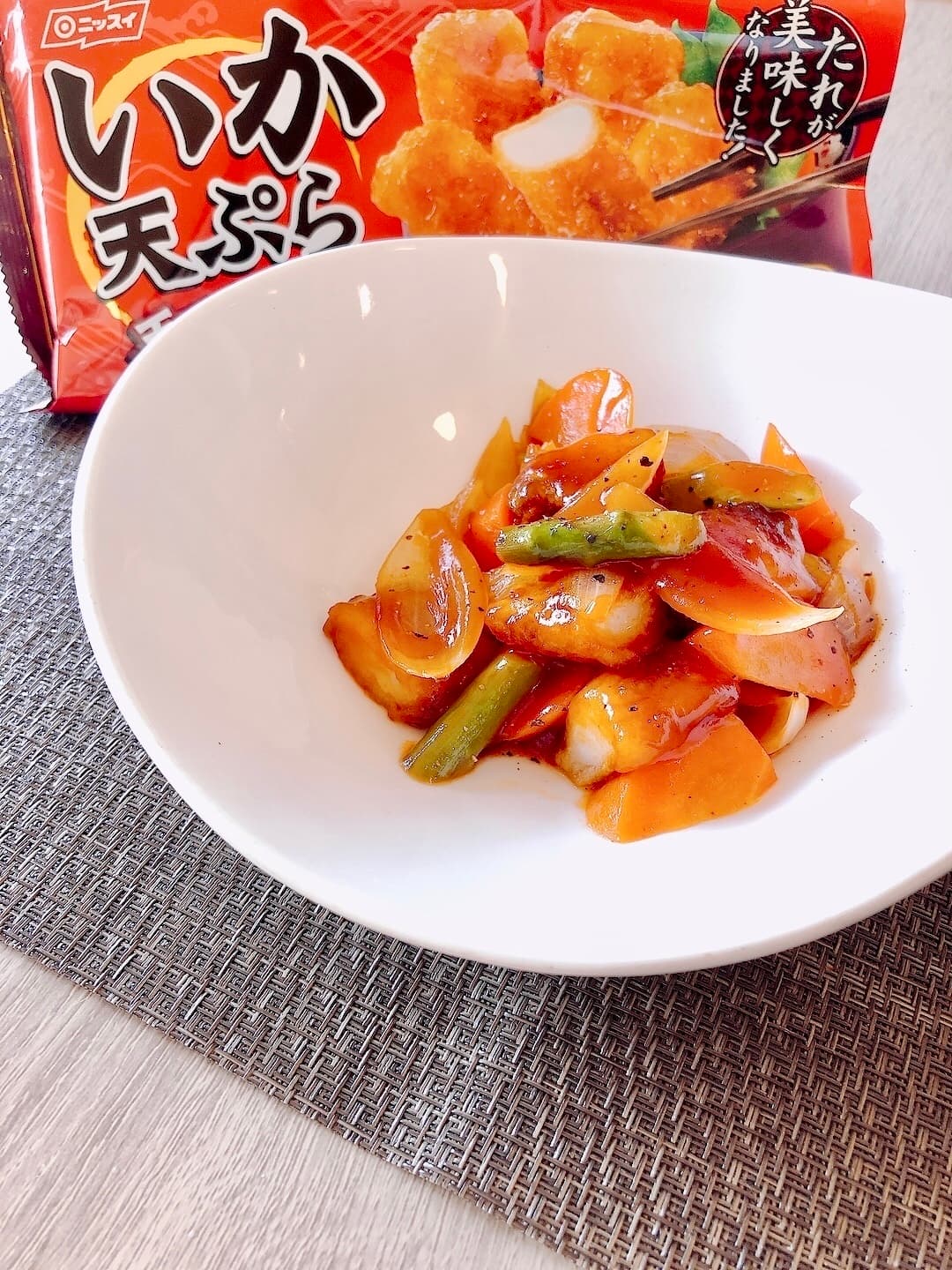 いか天ぷらの中華炒めの完成写真