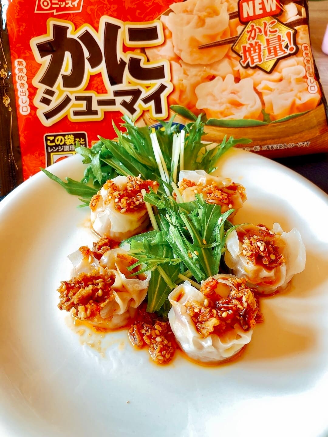かにシューマイのザクザク香味だれの完成写真