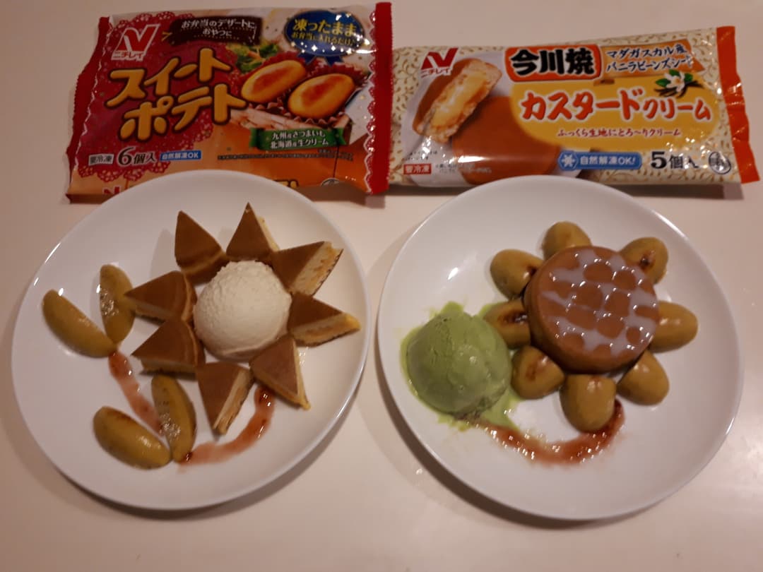 ２種のお花のスイーツの完成写真