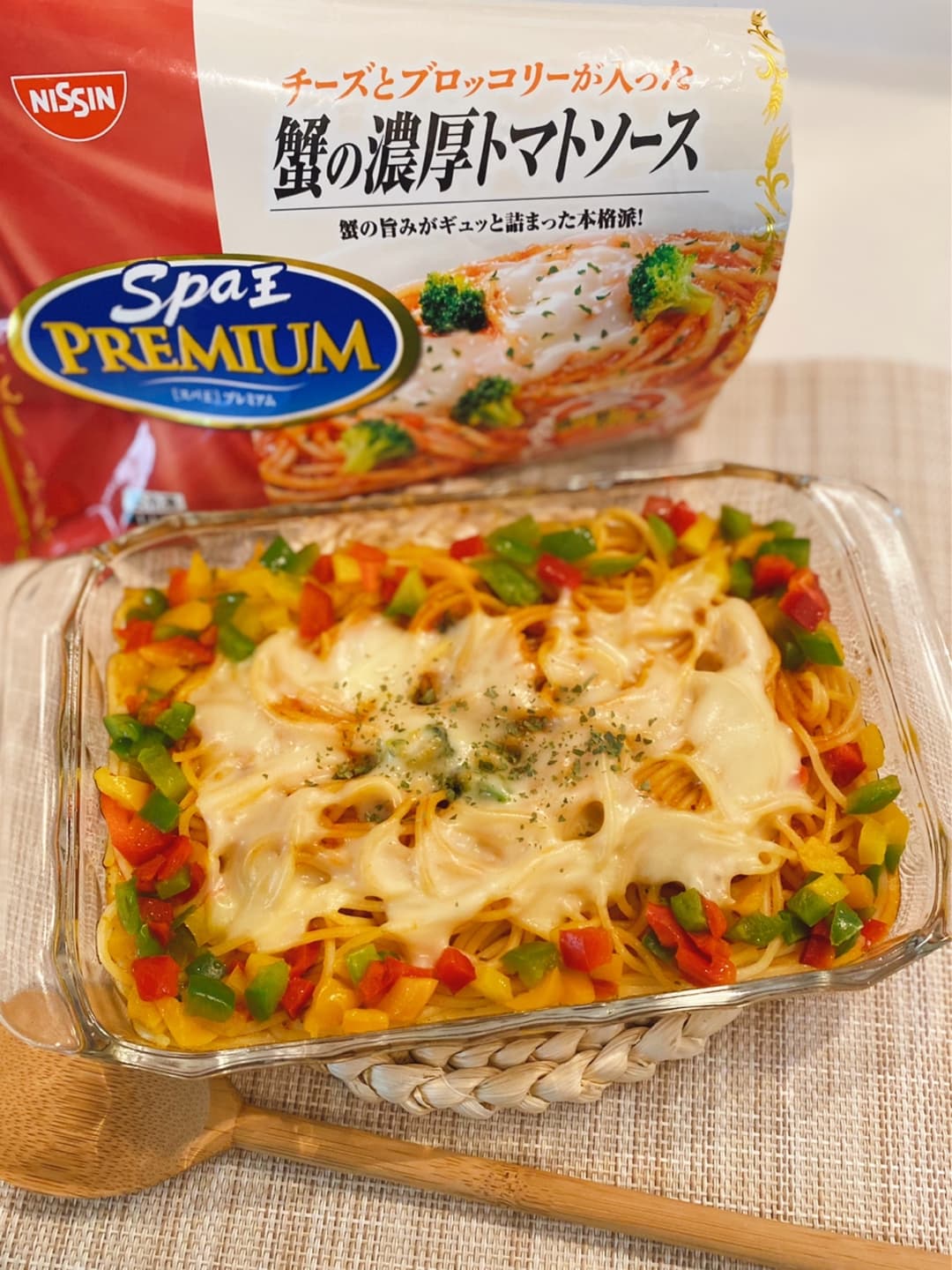 蟹の焼きチーズパスタの完成写真