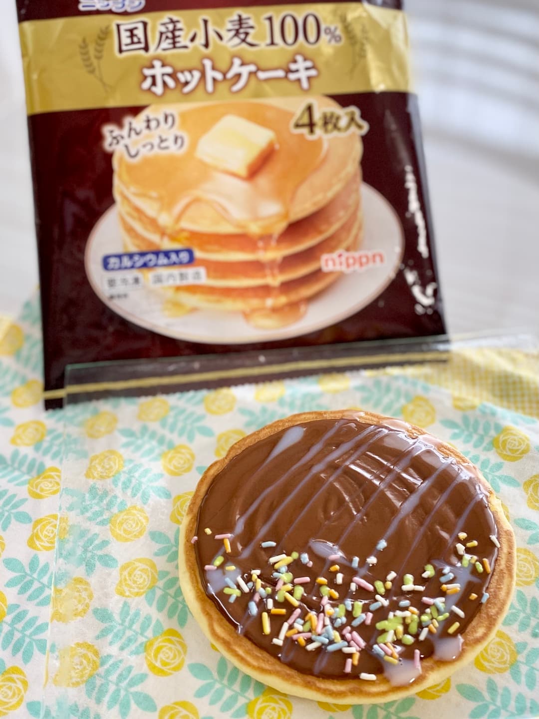 チョコレートたっぷりホットケーキの完成写真