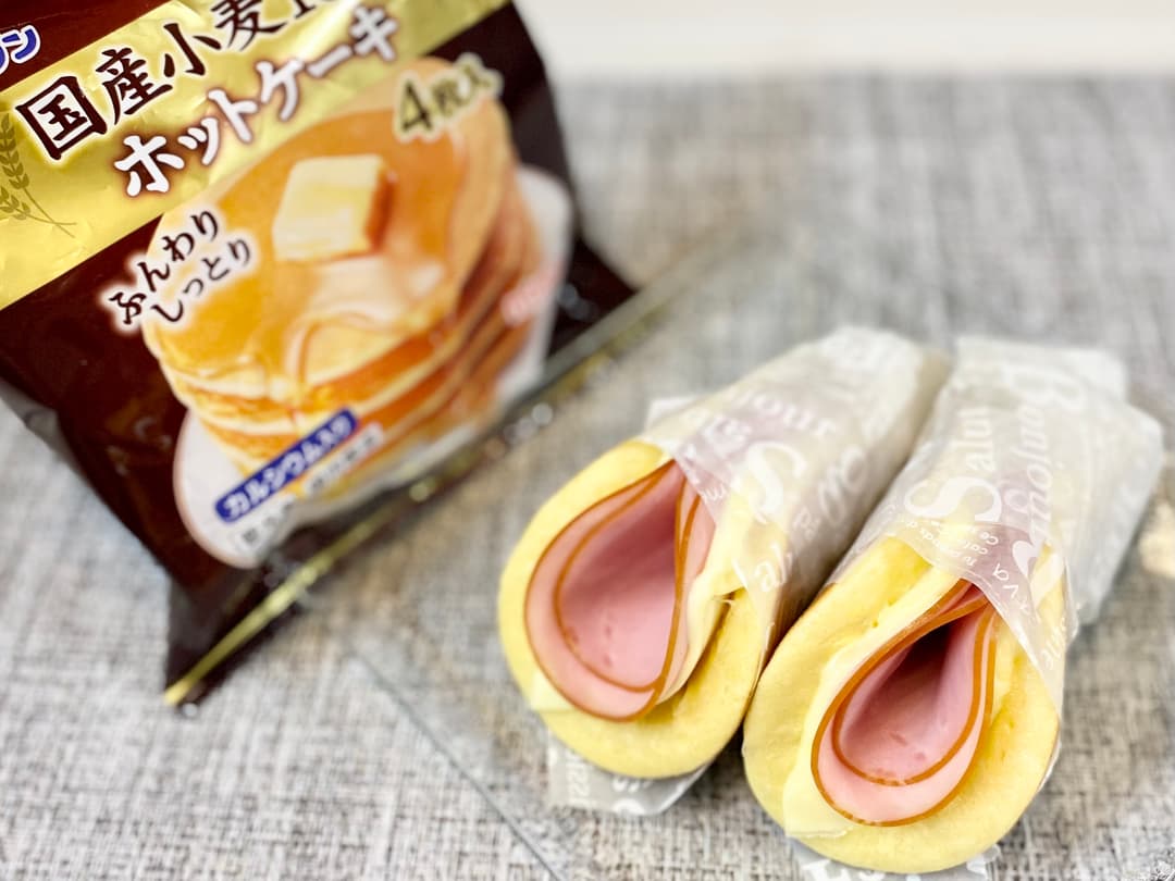 ハムチーズクレープ風ホットケーキの完成写真