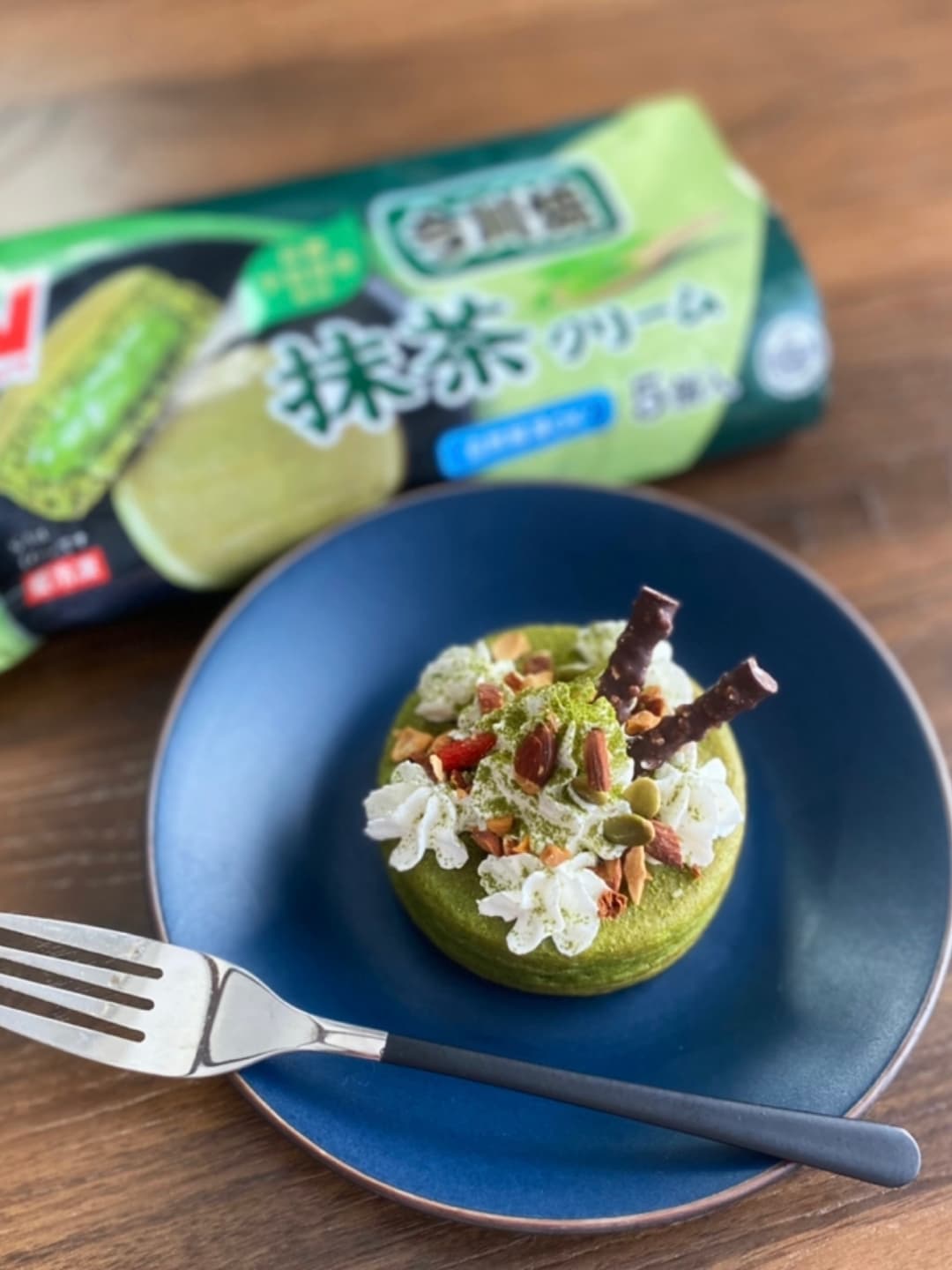 今川焼で抹茶ケーキの完成写真