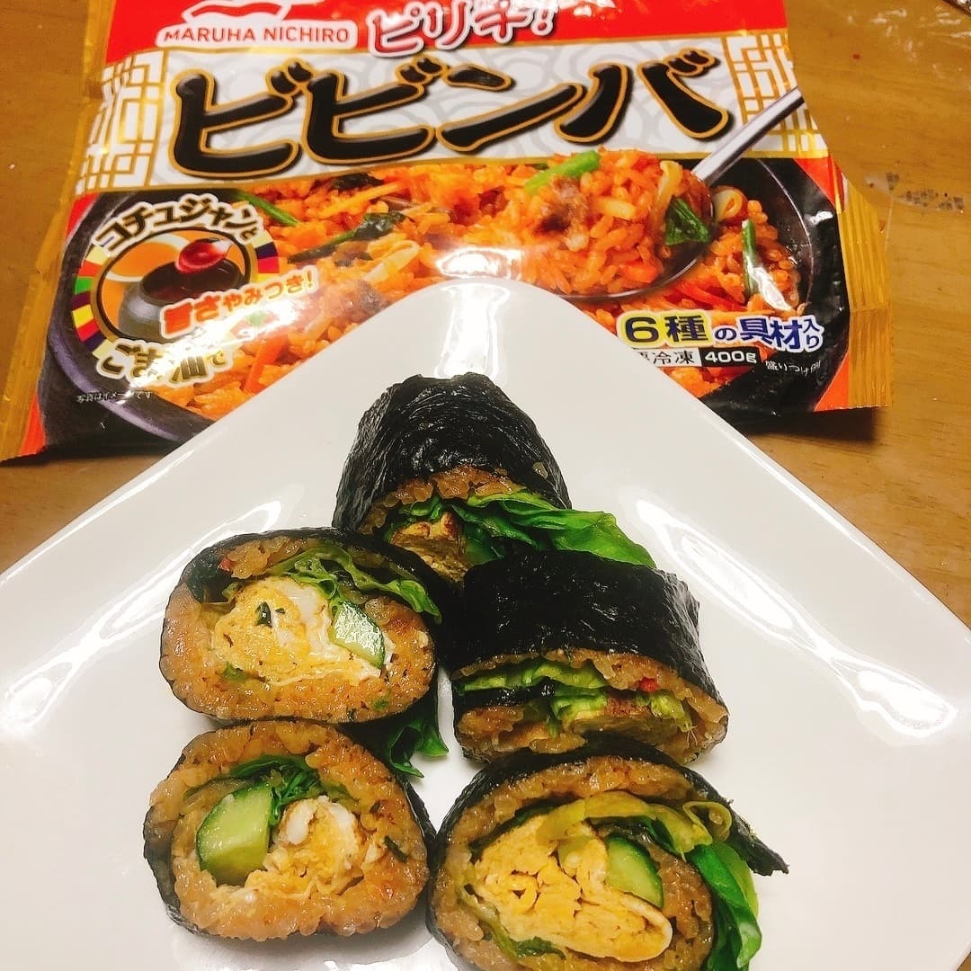 ビビンバでたまご巻きの完成写真