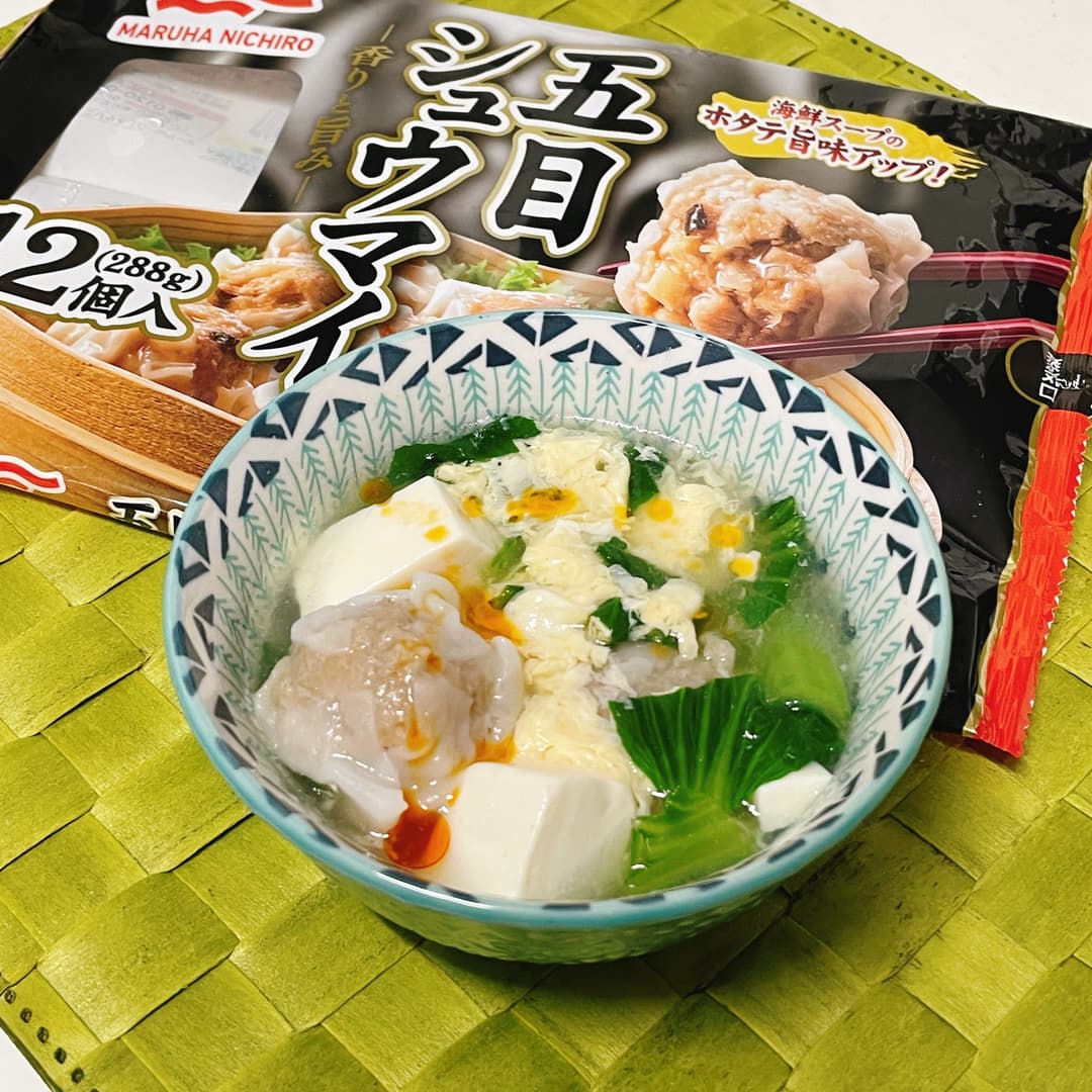 シュウマイと豆腐の中華スープの完成写真