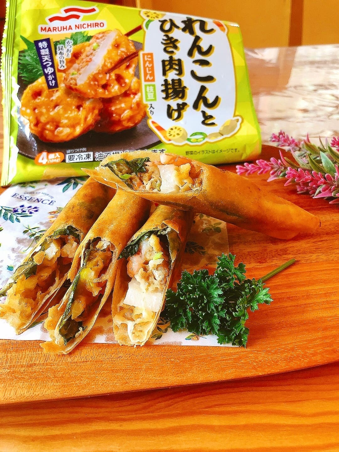 れんこんと海老の春巻の完成写真