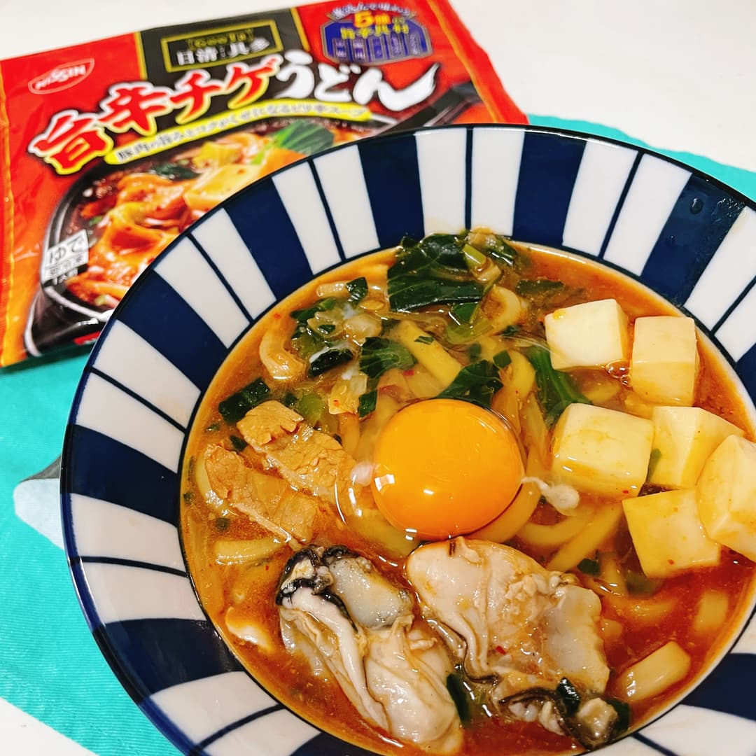 スタミナ！旨辛チゲうどんの完成写真