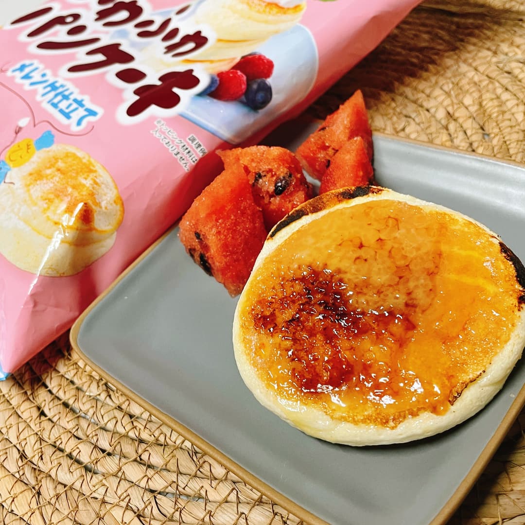 ふわふわパンケーキクレームブリュレ風の完成写真