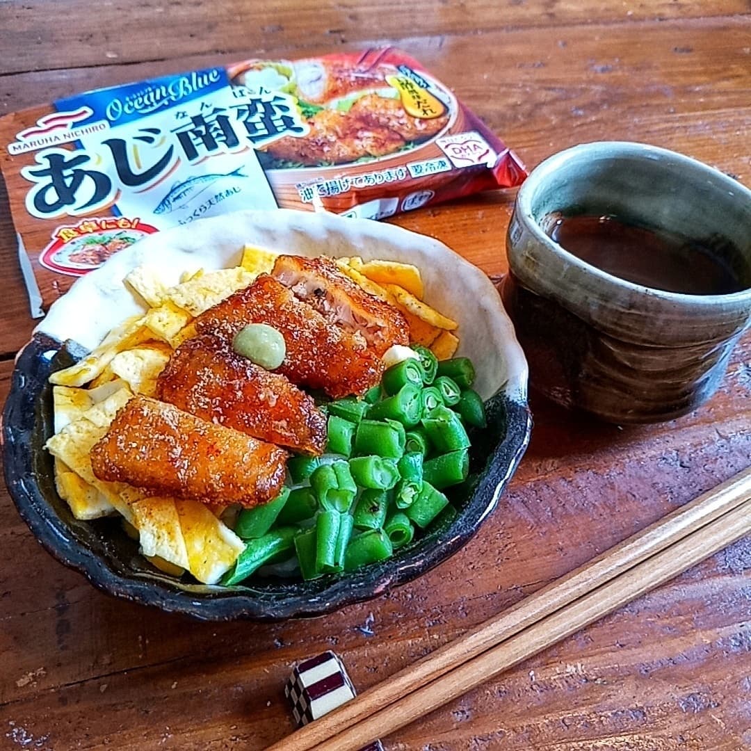 アジ南蛮のひつまぶし風三色ご飯の完成写真
