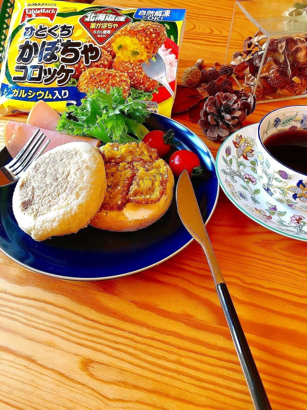 かぼちゃとクリームチーズのマフィンサンドの完成写真