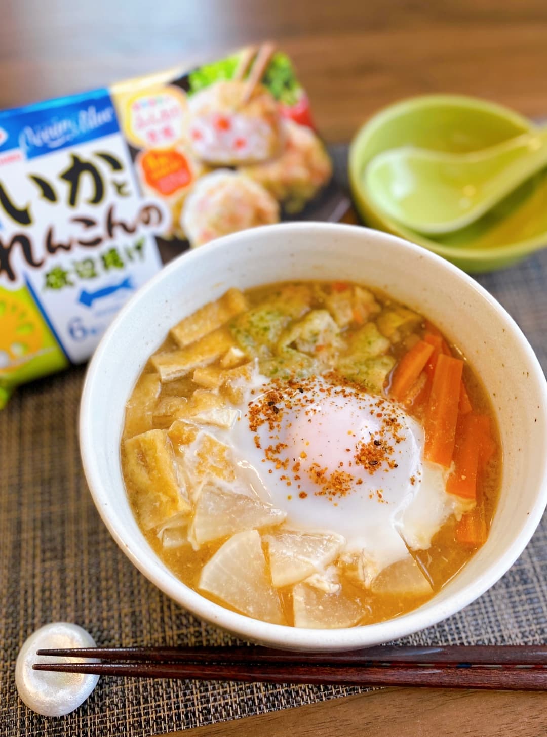 レンジで簡単味噌煮込みうどんの完成写真