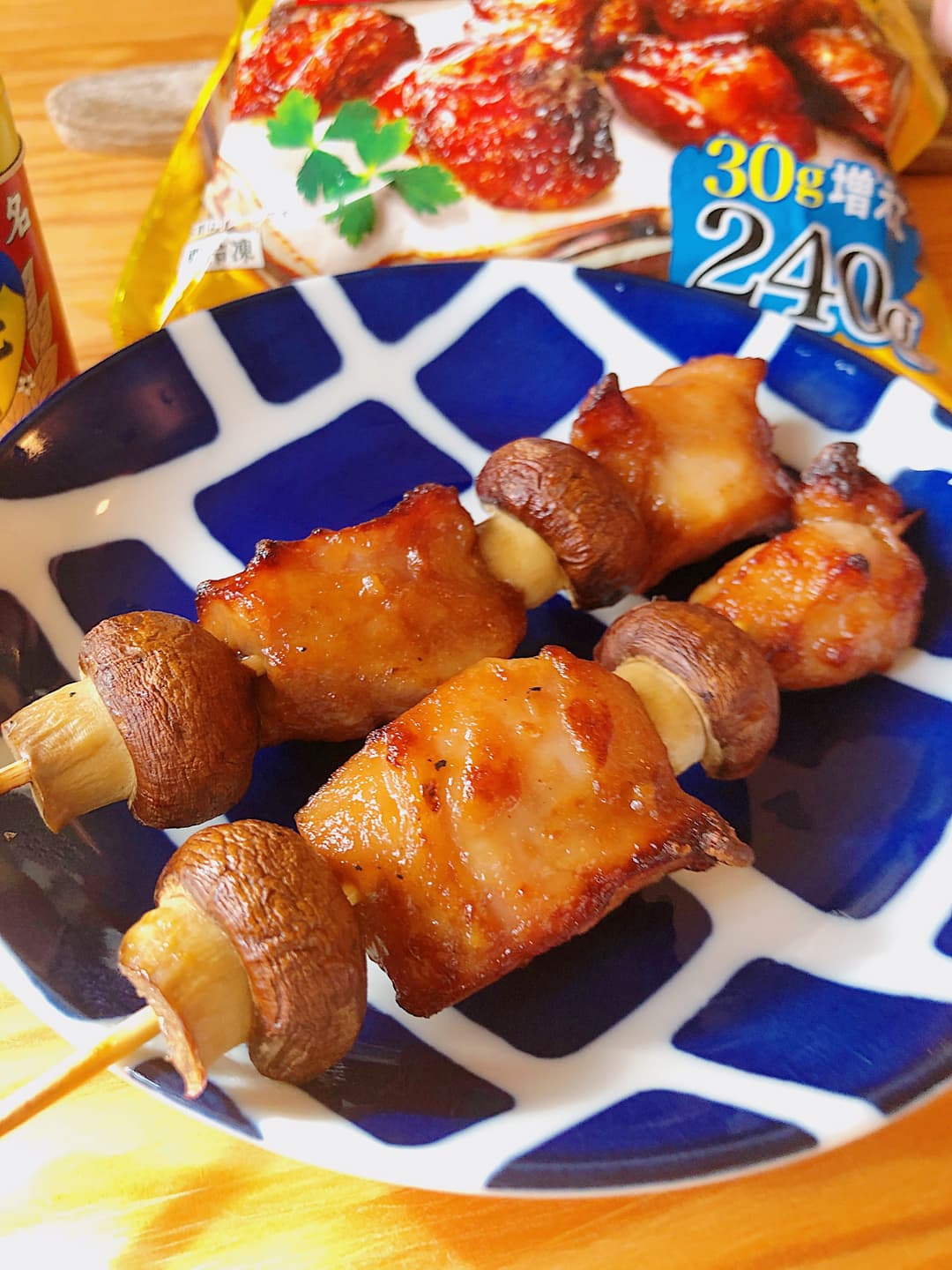 鶏ももとマッシュルームの焼鳥の完成写真