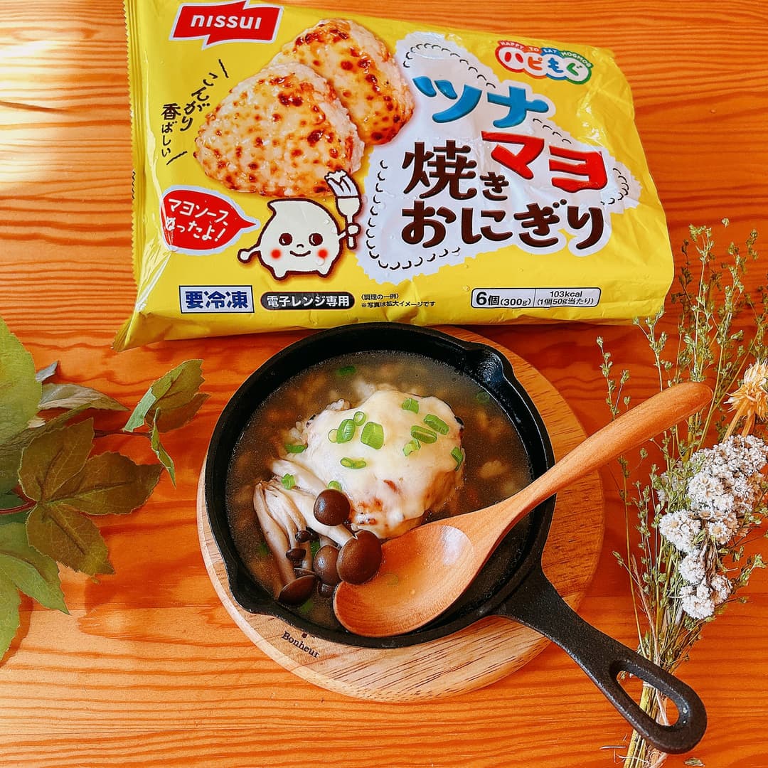ツナマヨおにぎりの和風チーズ雑炊の完成写真