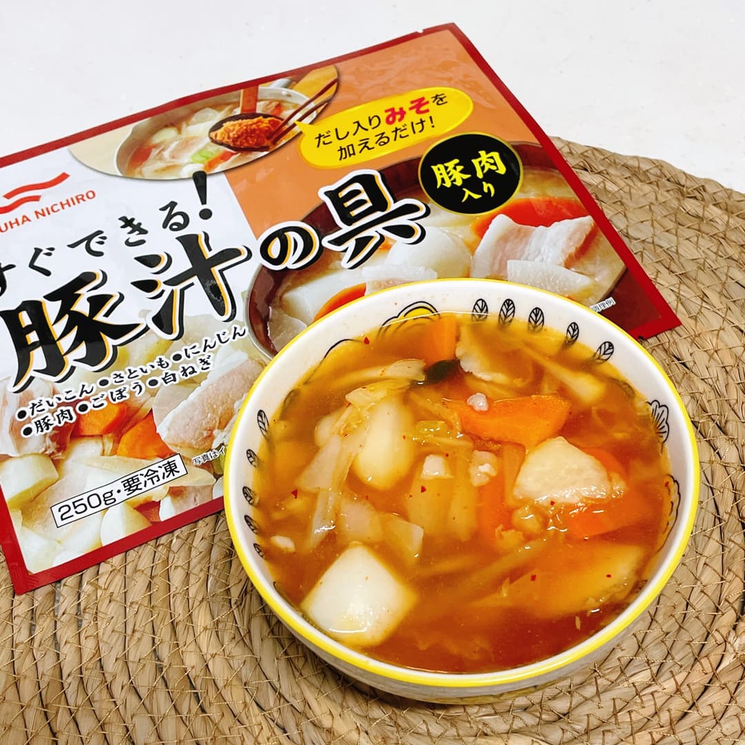 豚汁の具で作るキムチ野菜スープの完成写真