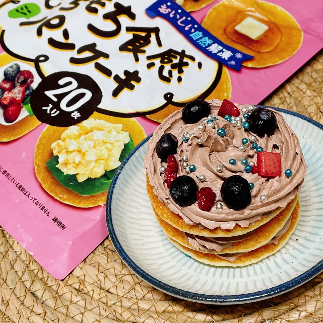 もちもちチョコホイップパンケーキの完成写真