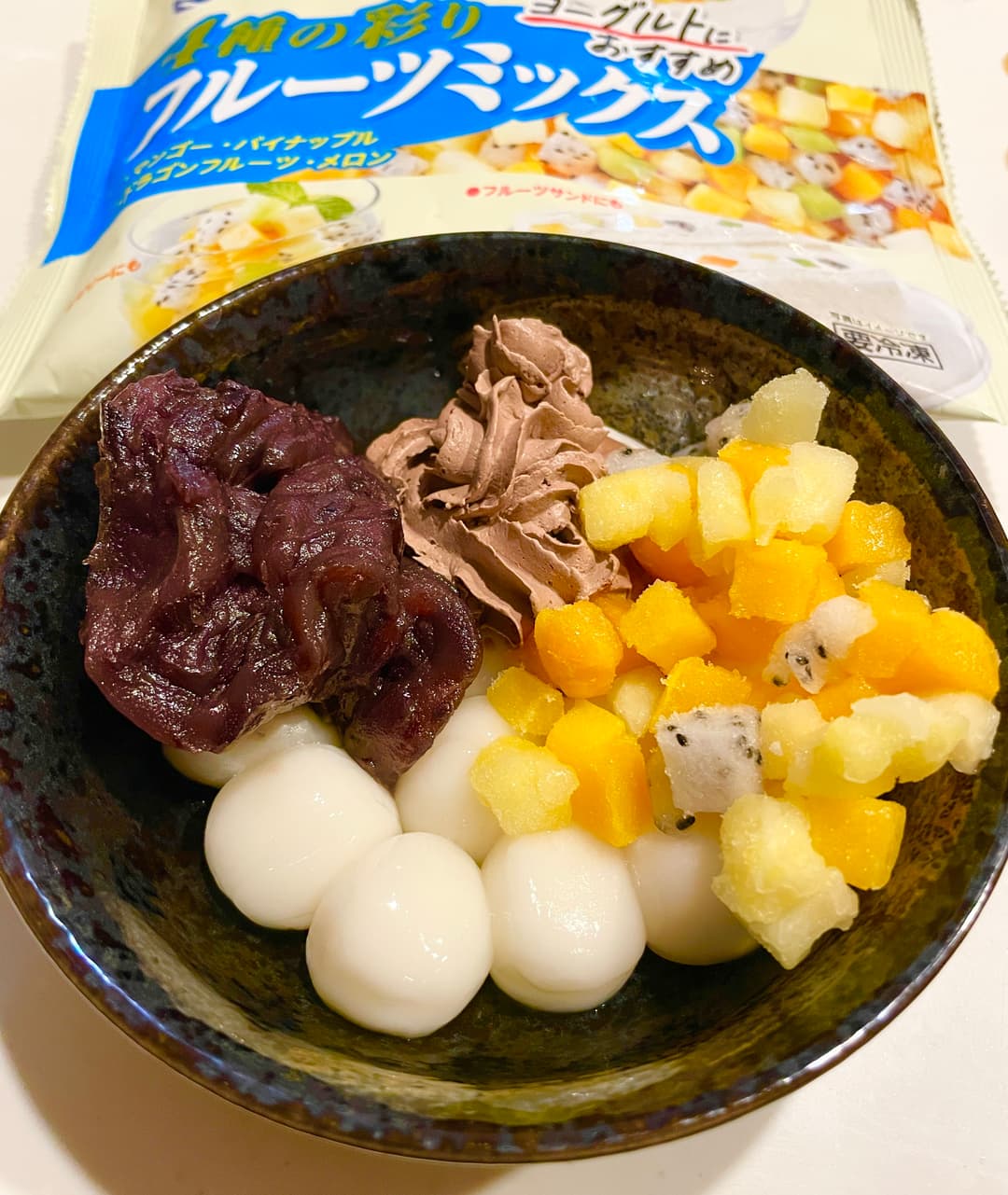 フルーツミックス白玉あずきの完成写真