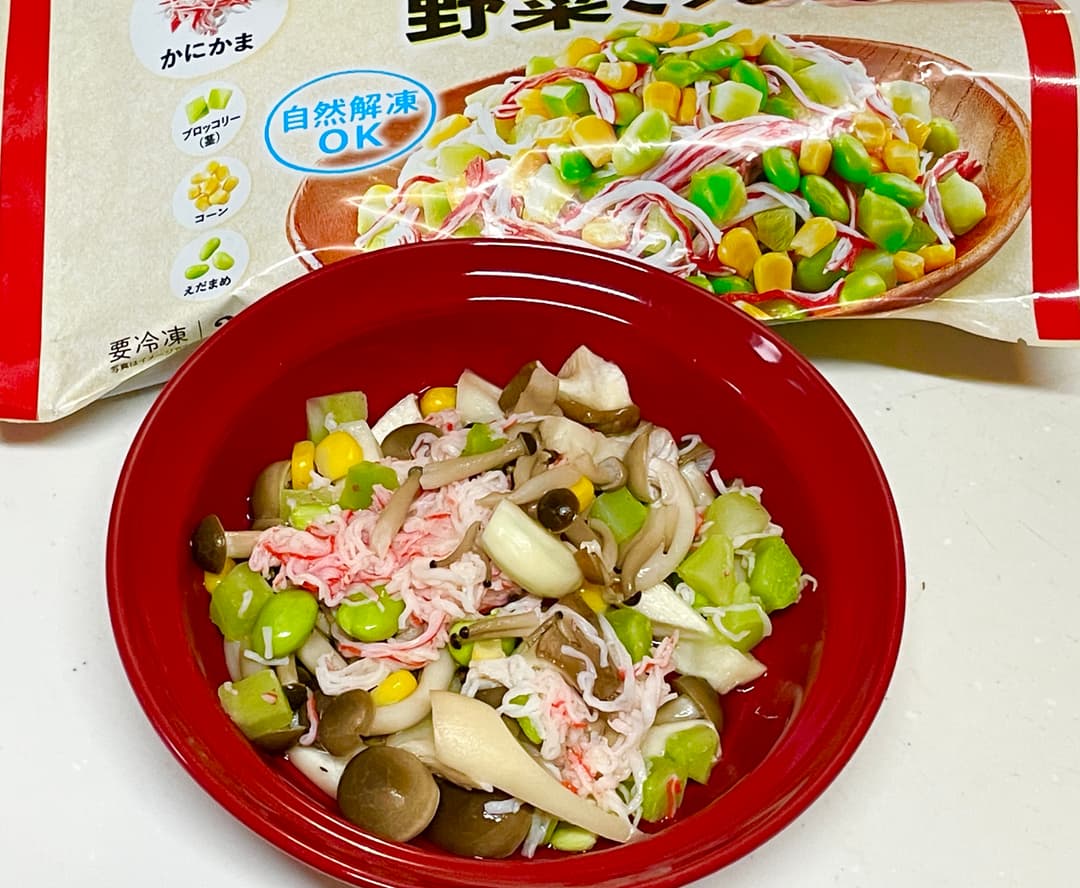 かにかま野菜ミックスときのこのマリネの完成写真