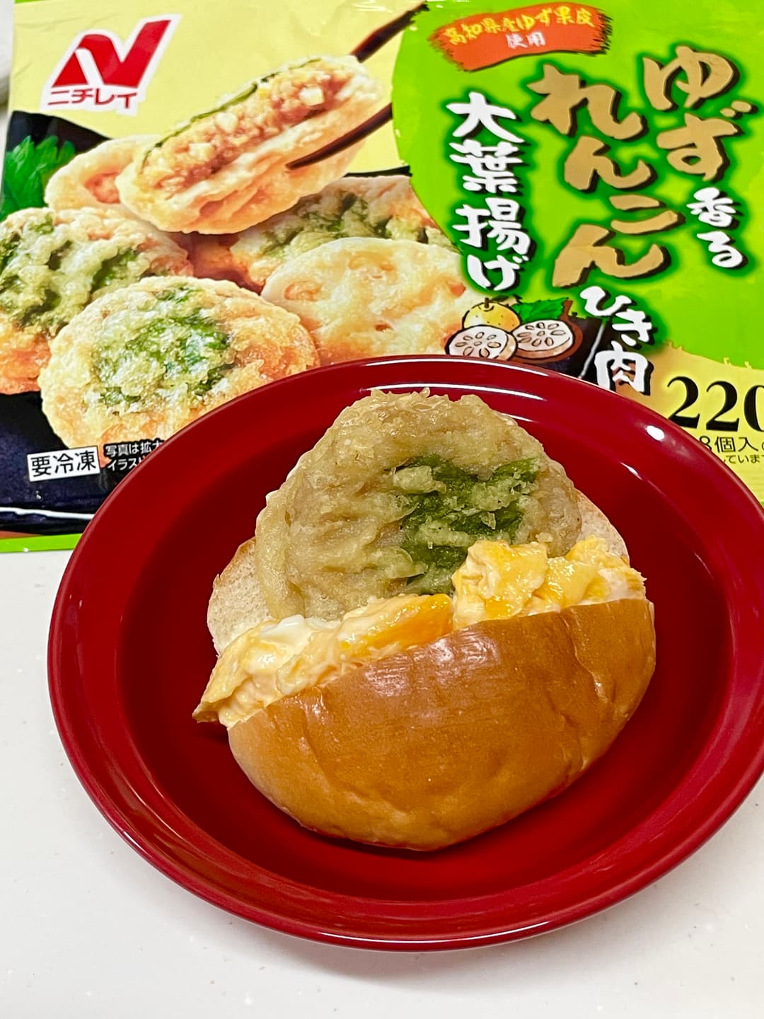 れんこんひき肉揚げの玉子サンドの完成写真
